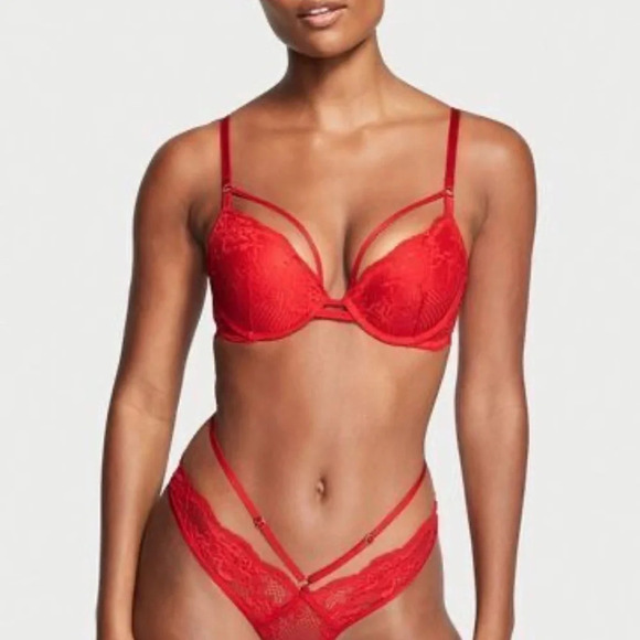 New! Victorias Secret Very Sexy Red Fishnet Open Back Brazilian Panties 16166 - Picture 2 of 12